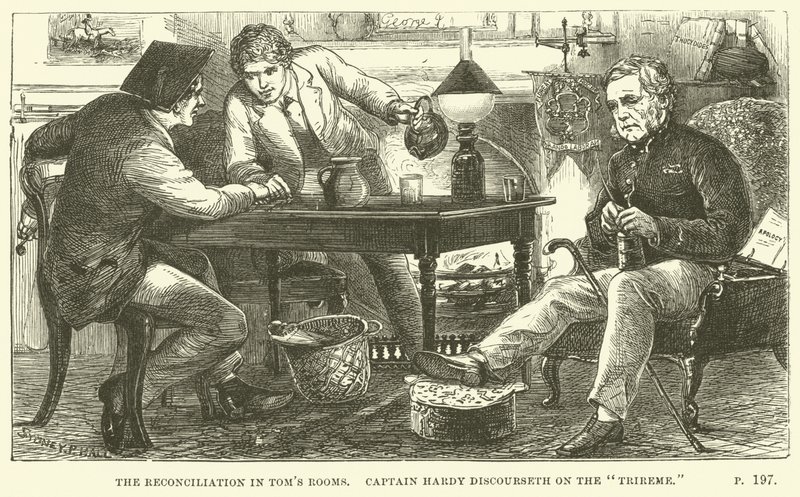 Illusztráció Tom Brownnak Oxfordban, Thomas Hughes alkotó: Sydney Prior after Hall