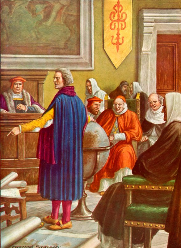 Columbus a salamancai orvosok előtt alkotó: Tancredi Scarpelli