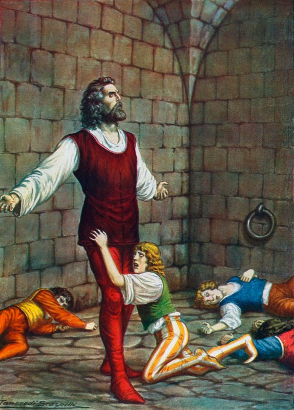 Ugolino della Gherardesca gróf és fiai éhen haltak a Mudán. alkotó: Tancredi Scarpelli