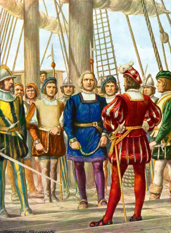 Kolumbusz Kristóf és testvérei, Bartolomeo és Diego fogságba esnek egy hajón, amely Spanyolországba viszi őket alkotó: Tancredi Scarpelli