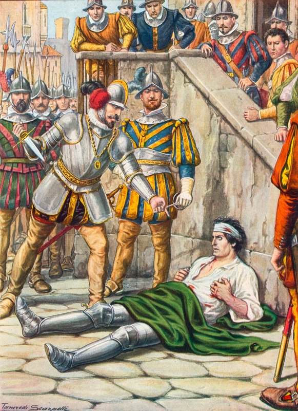 Francesco Ferruci halála a gavinanai csata után, 1530. augusztus 3-án alkotó: Tancredi Scarpelli