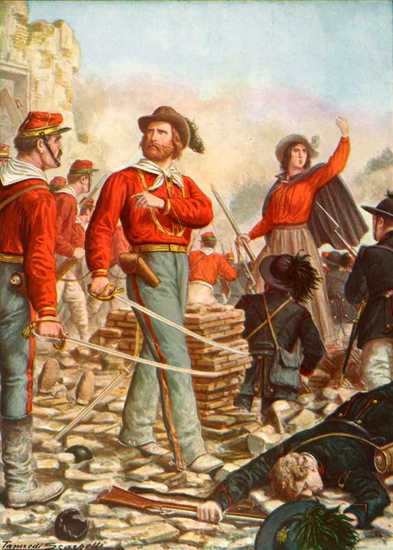 Garibaldi és felesége, Anita 1849-ben védte Rómát alkotó: Tancredi Scarpelli