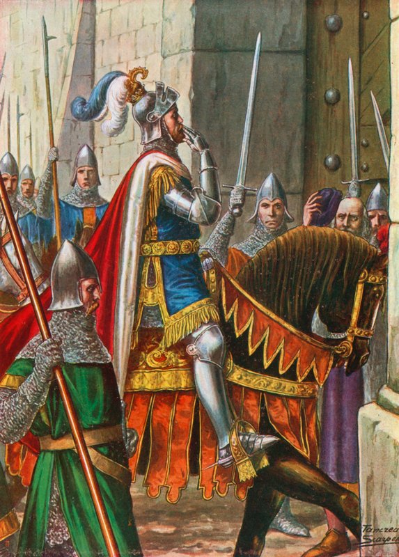 1237-ben Ezzelino da Romano, II. Frigyes szövetségese belép Padovába alkotó: Tancredi Scarpelli