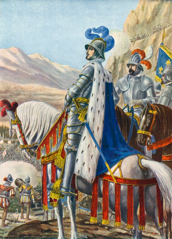 I. Ferenc francia király az Alpokat vizsgálja 1515. augusztus 15-én alkotó: Tancredi Scarpelli