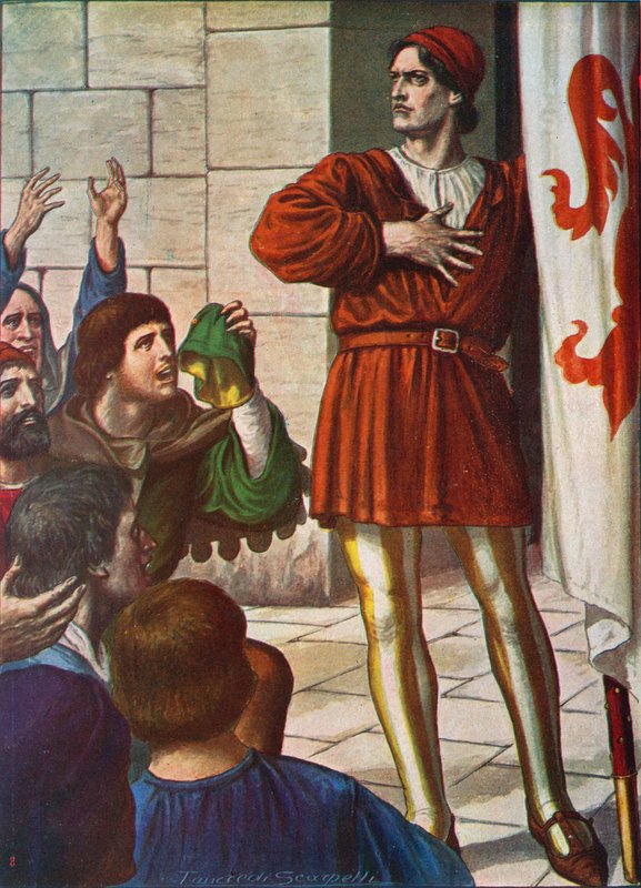 Michele di Lando ujjongó tömeg előtt, 1378 alkotó: Tancredi Scarpelli