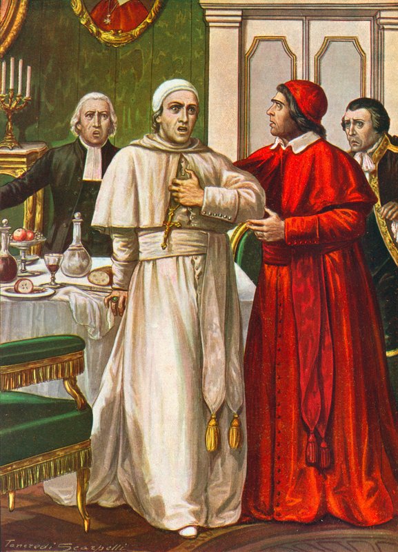 XIV. Kelemen pápát hirtelen megbetegedett, és feltehetően a jezsuiták által 1774-ben beadott méreg okozta. alkotó: Tancredi Scarpelli