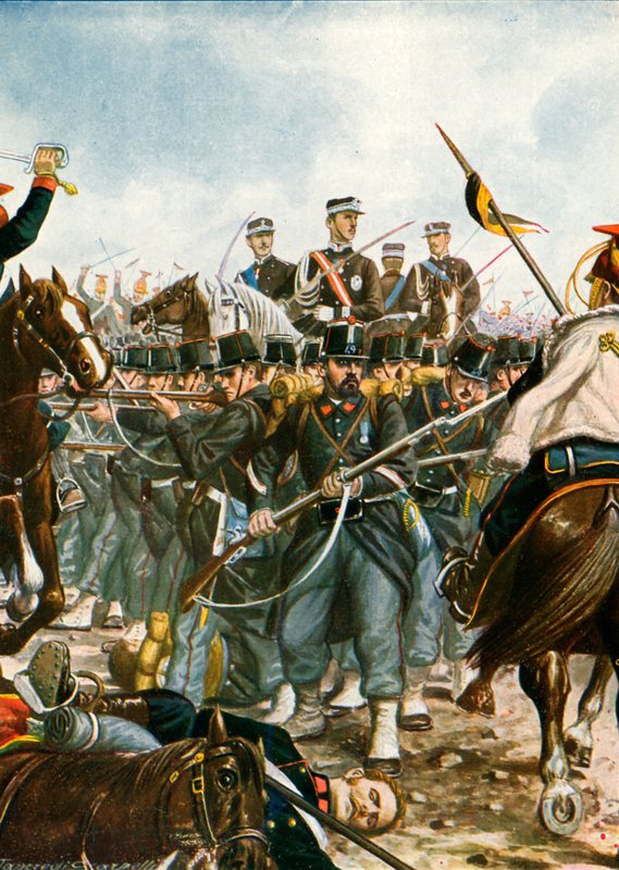 Umberto herceg a villafrancai csatában, 1866 alkotó: Tancredi Scarpelli
