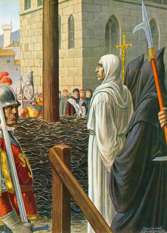 Savonarola, elevenen elégetni készül, 1498 alkotó: Tancredi Scarpelli
