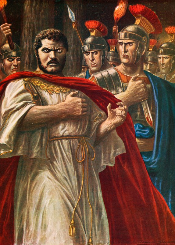 Caracalla császárt, akit Julius Martialis meg akar ölni alkotó: Tancredi Scarpelli