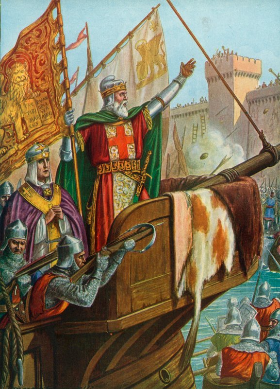 Az öreg Enrico Dandolo dózsa kifosztotta Konstantinápolyt, 1204 alkotó: Tancredi Scarpelli