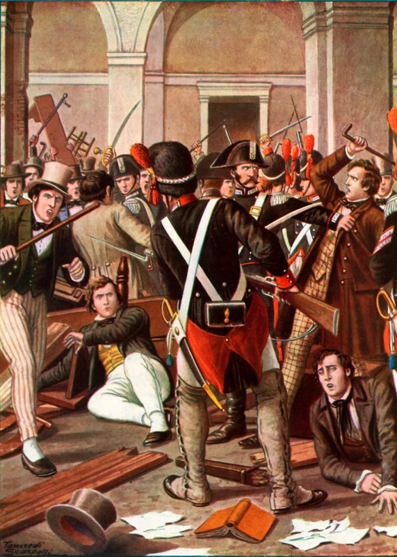 A torinói egyetem diákjainak lázadása, 1821 alkotó: Tancredi Scarpelli