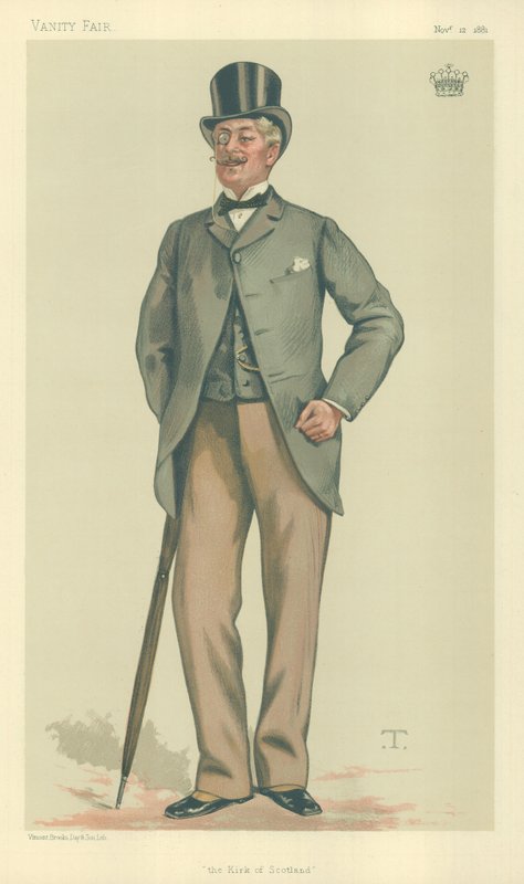 Rosslyn grófja, Skócia temploma, 1881. november 12., Vanity Fair rajzfilm alkotó: Theobald Chartran
