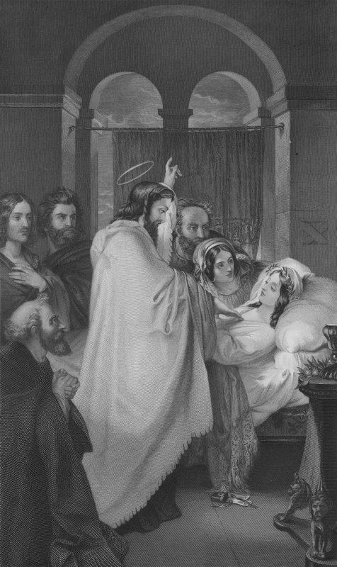 Jairus lányának felnevelése (metszet) alkotó: Theodor M. von (after) Holst