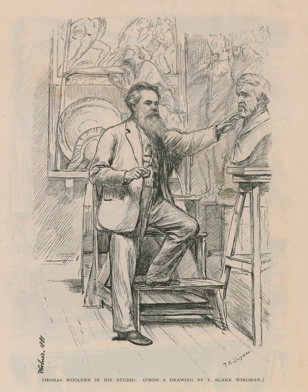 Thomas Woolner szobrász a műtermében dolgozik alkotó: Theodore Blake Wirgman