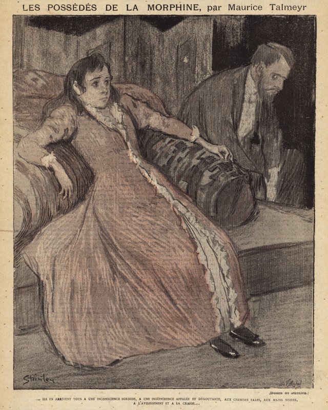 Jelenet Maurice Talmeyr Le Possedes de la Morphine című filmjéből alkotó: Théophile Alexandre Steinlen