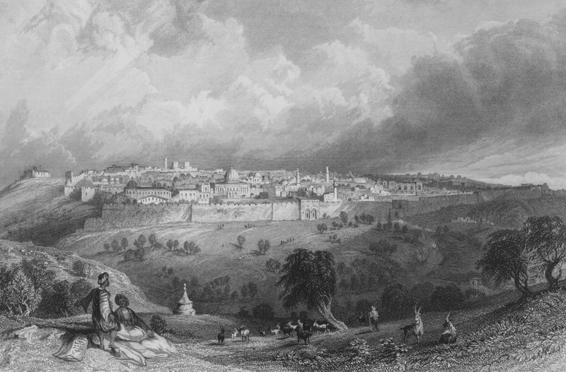 Jeruzsálem, az Olajfák hegyéről alkotó: Thomas Allom