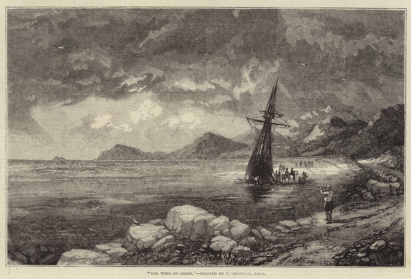 A szél a parton alkotó: Thomas Creswick