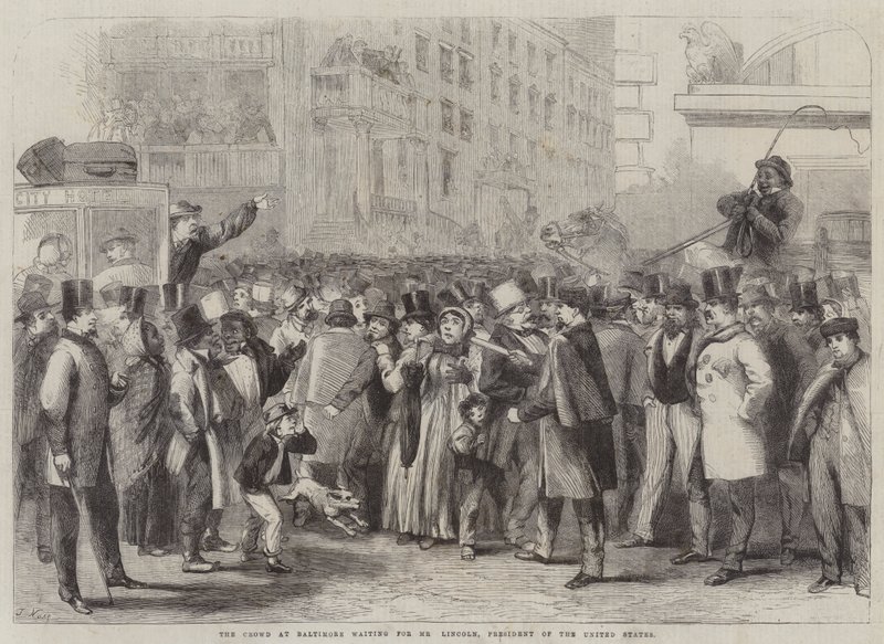 A baltimore-i tömeg Mr. Lincolnra, az Egyesült Államok elnökére vár alkotó: Thomas Nast