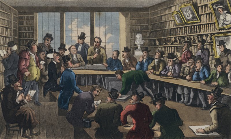 Doktor szintaxis egy aukción alkotó: Thomas Rowlandson