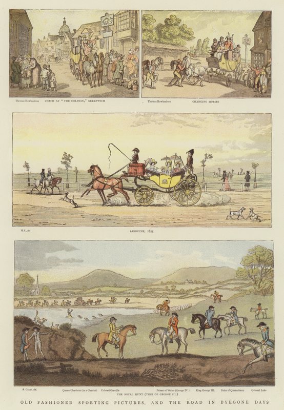 Régimódi sportképek és az út a régi időkben (chromolitho) alkotó: Thomas Rowlandson