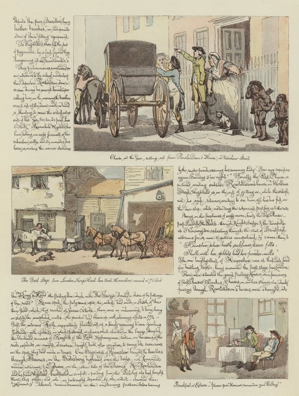 Rowlandson körútja egy posta díványon, 1782 (kromolito) alkotó: Thomas Rowlandson