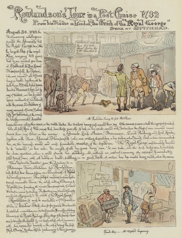 Rowlandson körútja postaszékben, 1782 (chromolitho) alkotó: Thomas Rowlandson
