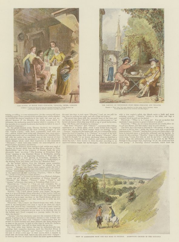A teljes horgász, Izaak Walton és Charles Cotton (chromolitho) alkotó: Thomas Stothard