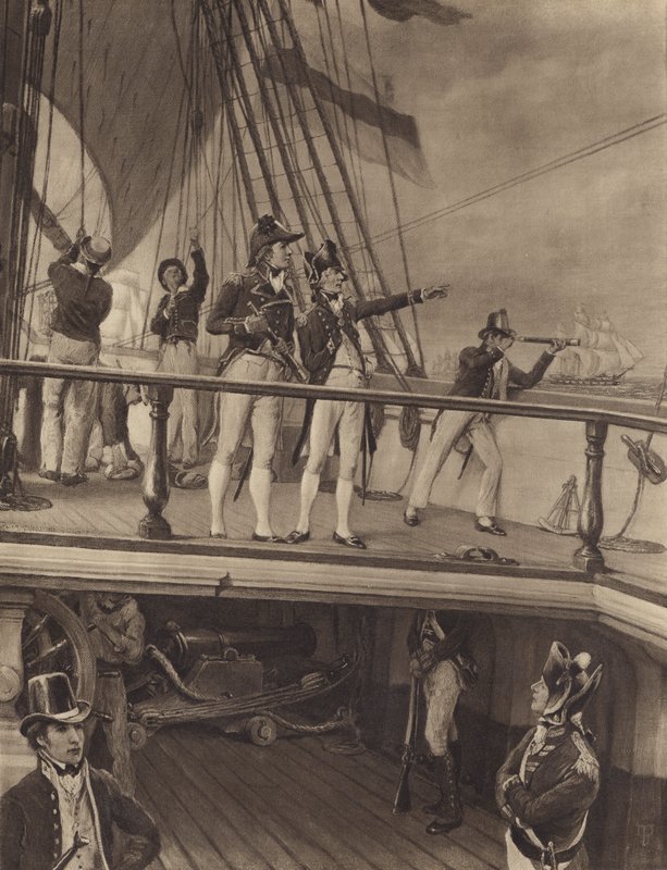 Nelsons Chase a francia flotta után, 1805 alkotó: Thomas after Davidson
