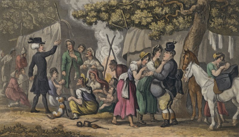Dr. Szintaxis és a cigányok (akvatinta) alkotó: Thomas after Rowlandson