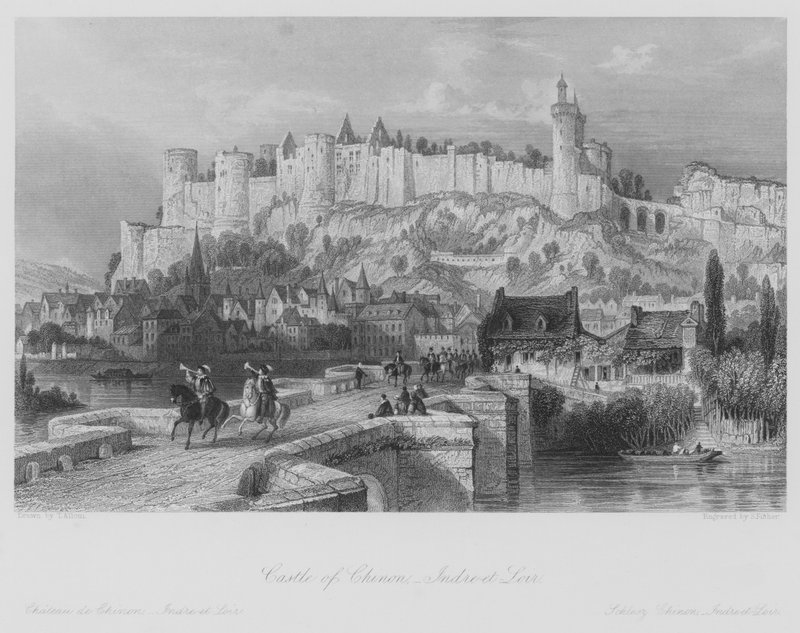 Chinon kastélya, Indre-et-Loir (metszet) alkotó: Thomas (after) Allom