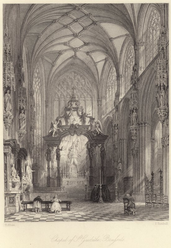 Szent Gudula kápolna, Brüsszel (metszet) alkotó: Thomas (after) Allom