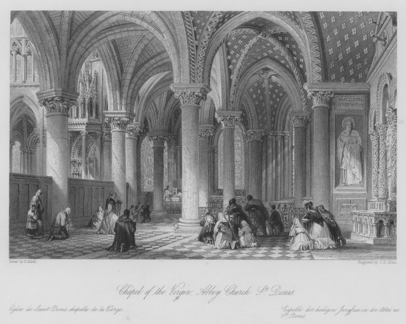 Szűz kápolna, Abbey Church, St Denis (metszet) alkotó: Thomas (after) Allom