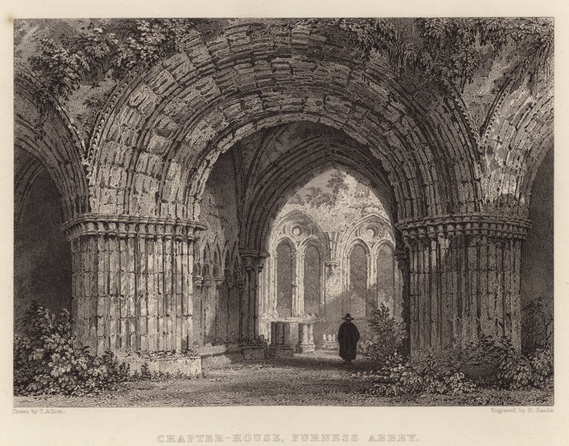 Káptalanház, Furness Abbey (metszet) alkotó: Thomas (after) Allom