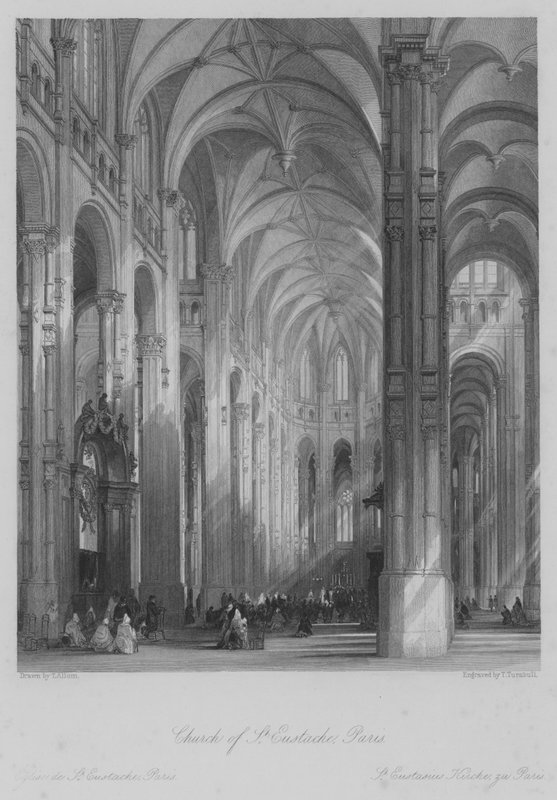Szent Eustache-templom, Párizs (metszet) alkotó: Thomas (after) Allom