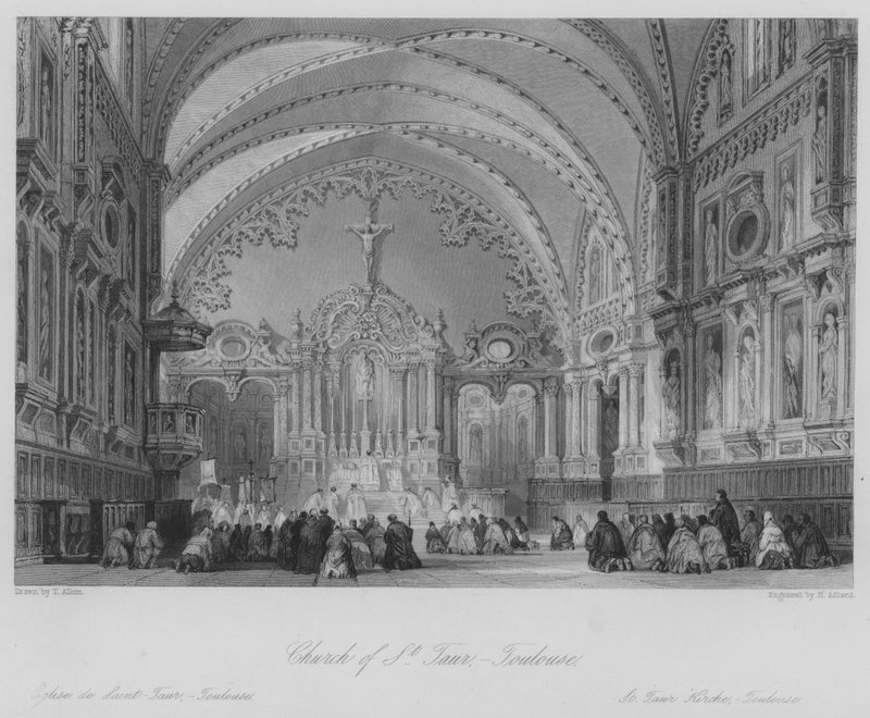 Szent Taur templom, Toulouse (metszet) alkotó: Thomas (after) Allom