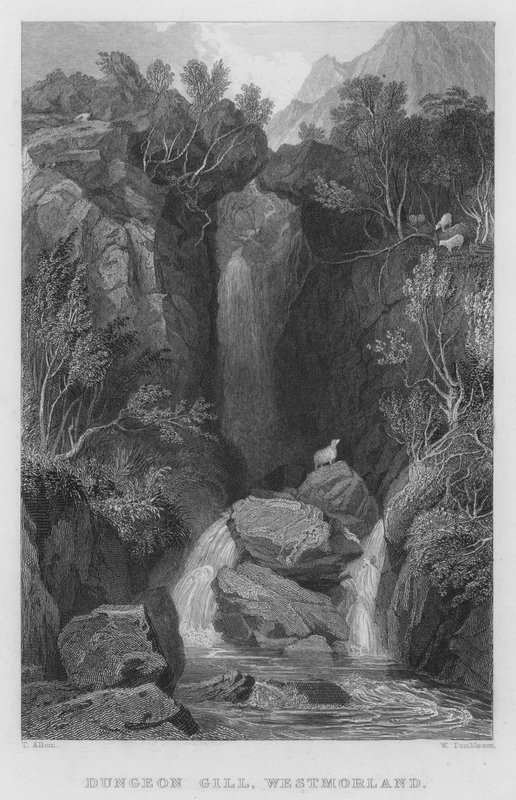 Dungeon Gill, Westmorland (metszet) alkotó: Thomas (after) Allom
