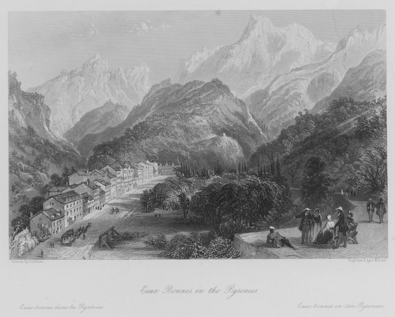 Eaux Bonnes, a Pireneusokban (metszet) alkotó: Thomas (after) Allom