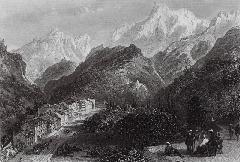 Eaux Bonnes, a Pireneusokban (metszet) alkotó: Thomas (after) Allom