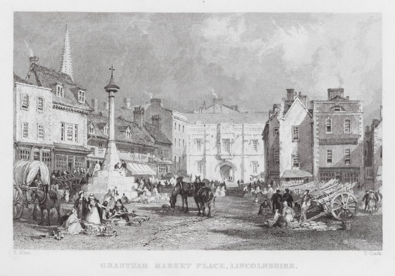 Grantham Market Place, Lincolnshire (metszet) alkotó: Thomas (after) Allom