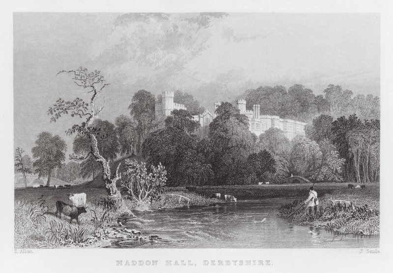 Haddon Hall, Derbyshire (metszet) alkotó: Thomas (after) Allom
