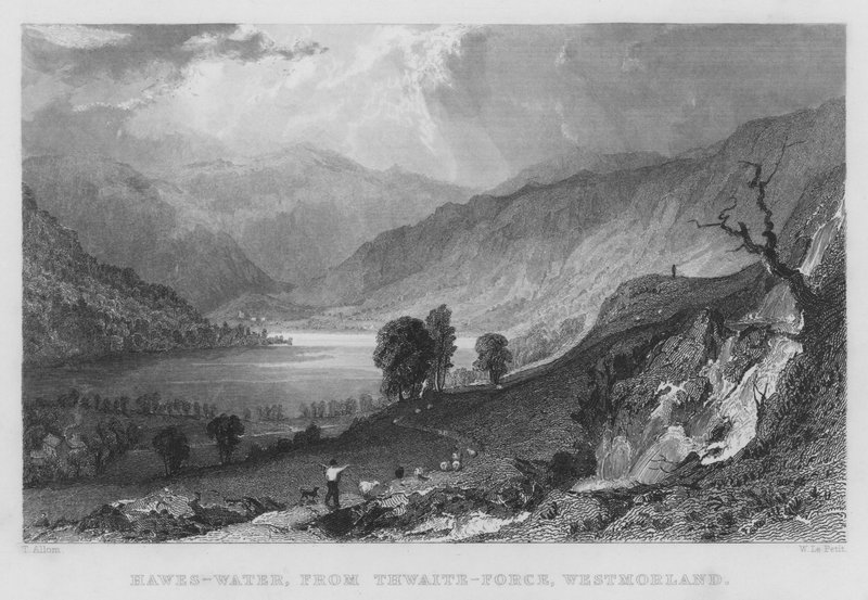 Hawes-Water, Thwaite-Force, Westmorland (metszet) alkotó: Thomas (after) Allom