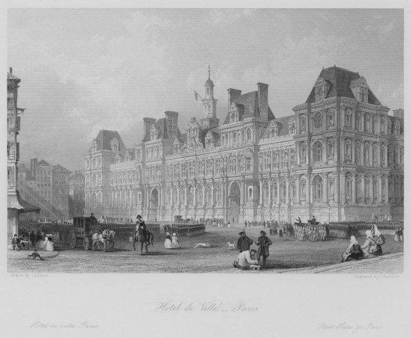 Hotel de Ville, Párizs (metszet) alkotó: Thomas (after) Allom