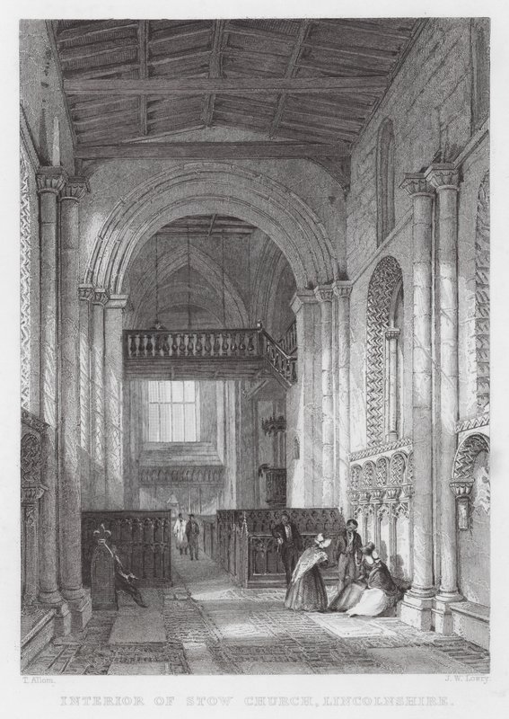 Stow templom belseje, Lincolnshire (metszet) alkotó: Thomas (after) Allom