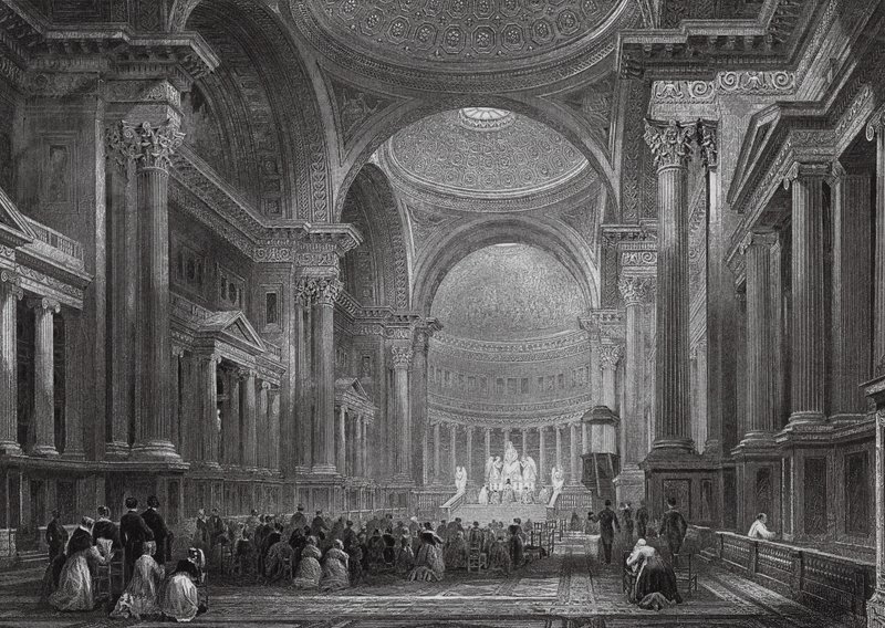 A párizsi Madeleine templombelső (metszet) alkotó: Thomas (after) Allom
