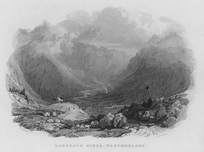 Langdale Pikes, Westmorland (metszet) alkotó: Thomas (after) Allom