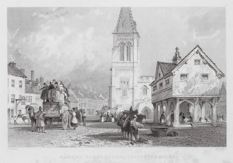 Market Harborough, Leicestershire (metszet) alkotó: Thomas (after) Allom