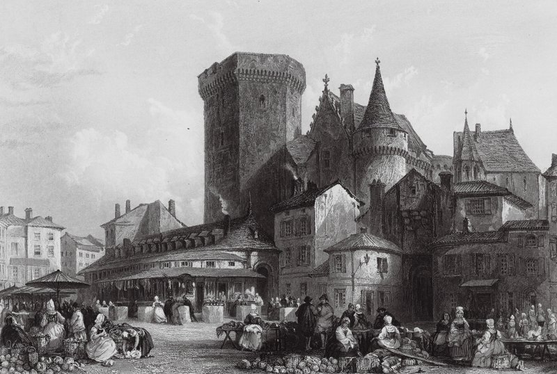 Piactér, Angouleme (metszet) alkotó: Thomas (after) Allom