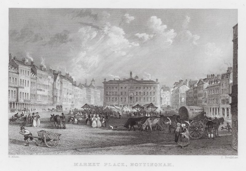 Market Place, Nottingham (metszet) alkotó: Thomas (after) Allom