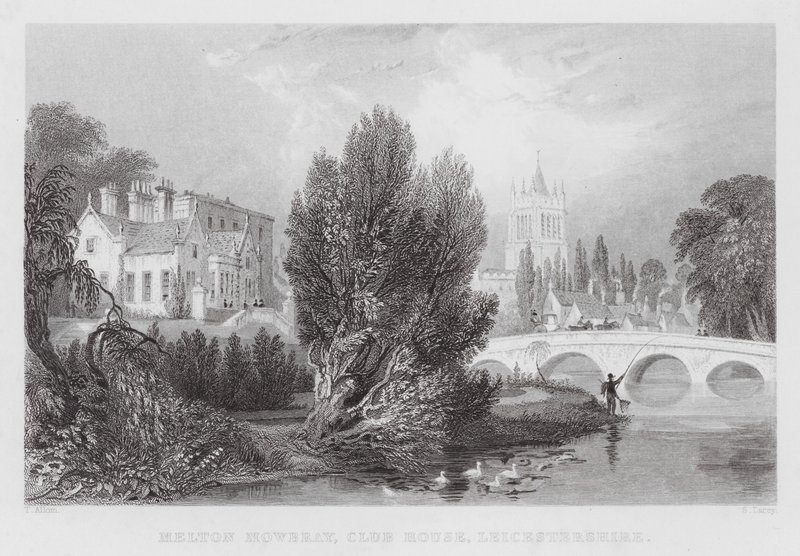 Melton Mowbray, Klubház, Leicestershire (metszet) alkotó: Thomas (after) Allom