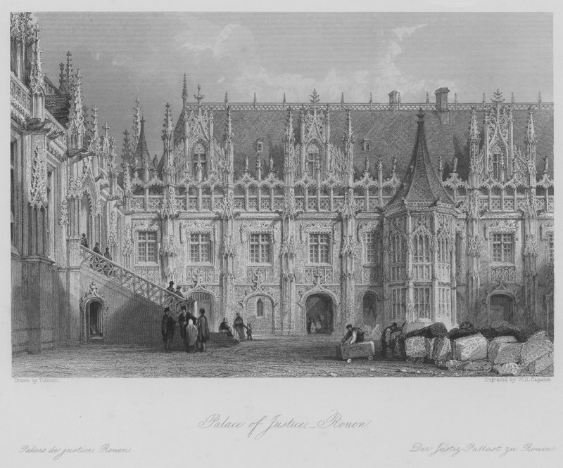 Igazságügyi Palota, Rouen (metszet) alkotó: Thomas (after) Allom